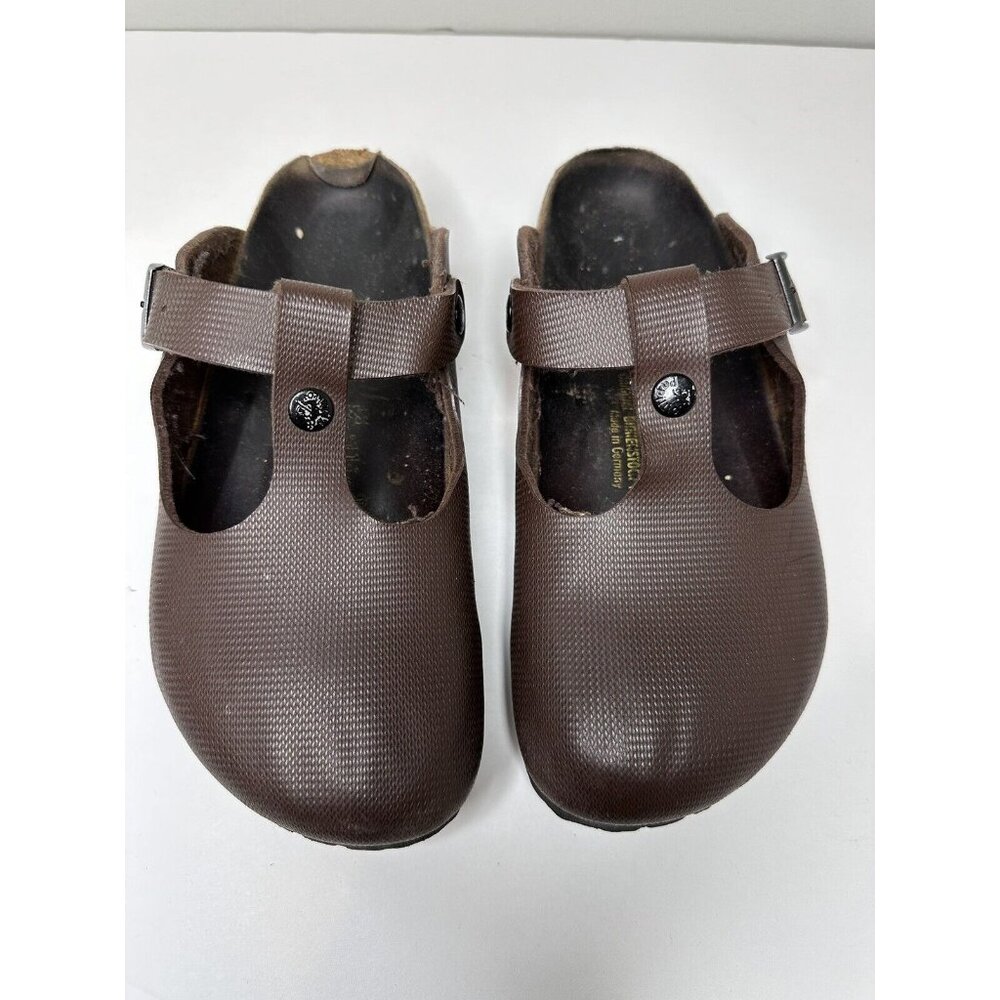 Papillio Birkenstock Fussbett Textured Brown Clogs Sandal Women US 8 EU 39